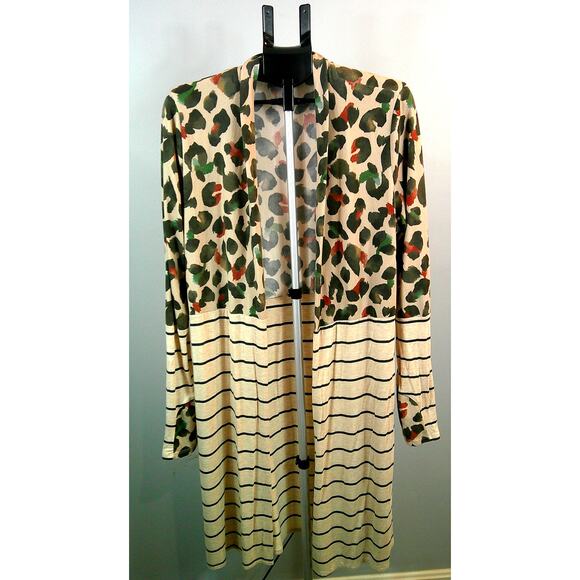 Lovely Melody Striped Leopard Long Cardigan - Women's XL - Picture 1 of 7